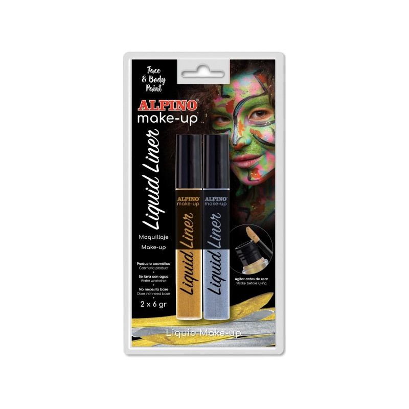 Alpino Make-up Liquid Liner Pack con 2 Botes de Maquillaje Liquido con Aplicador