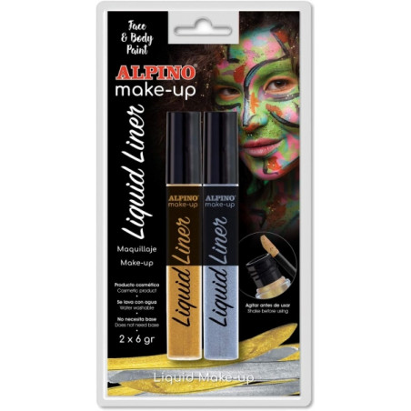 Alpino Make-up Liquid Liner Pack con 2 Botes de Maquillaje Liquido con Aplicador