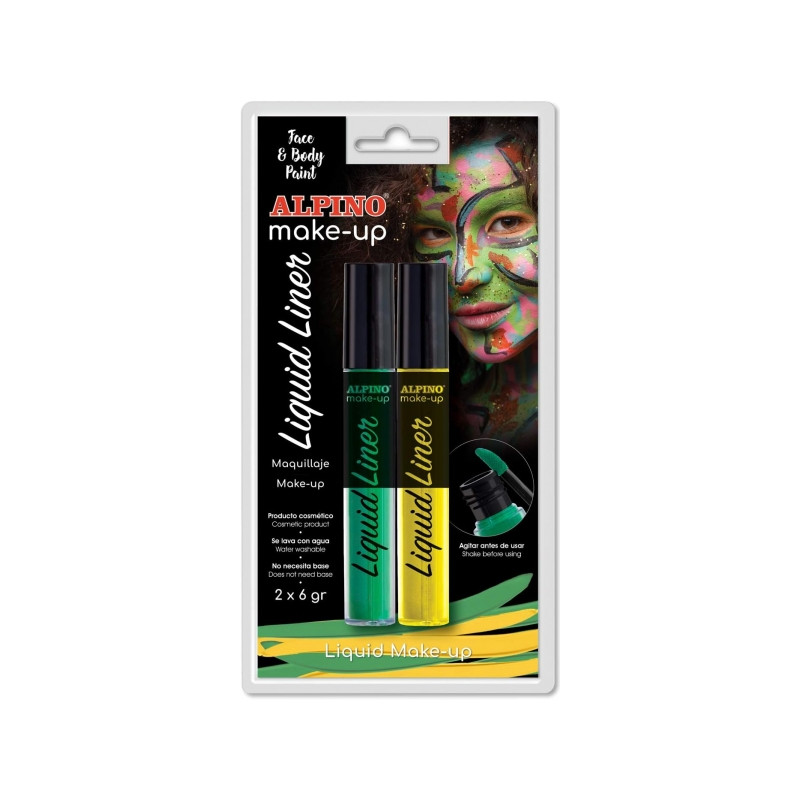 Alpino Make-up Liquid Liner Pack con 2 Botes de Maquillaje Liquido con Aplicador