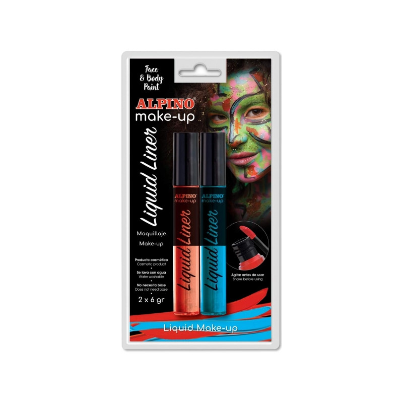 Alpino Make-up Liquid Liner Pack con 2 Botes de Maquillaje Liquido con Aplicador