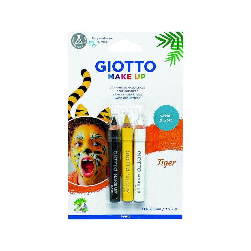 Giotto Make Up Tiger Pack con 3 Lapices Cosmeticos de Tematica Tigre