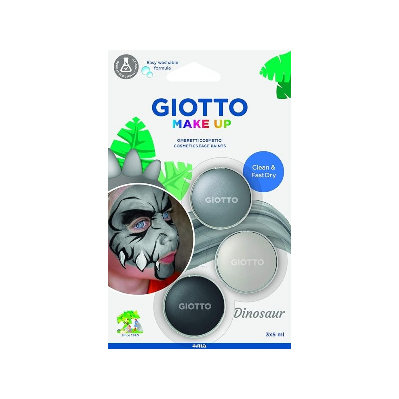 Giotto Make Up Dinosaur Pack con 3 Maquillajes Faciales de Tematica Dinosaurio