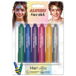 Alpino Fiesta Face Stick Metallic Pack con 6 Barritas de Pintura Facial