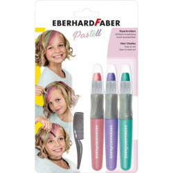Eberhard Faber Pack de 3 Tizas Pastel para el Cabello + 1 Mini Peine