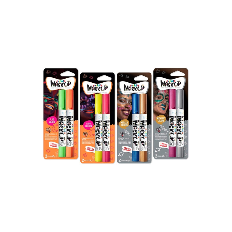 Carioca Mask Up Metallic & Neon Pack de 12 Blisters con 2 Lapices cada Uno