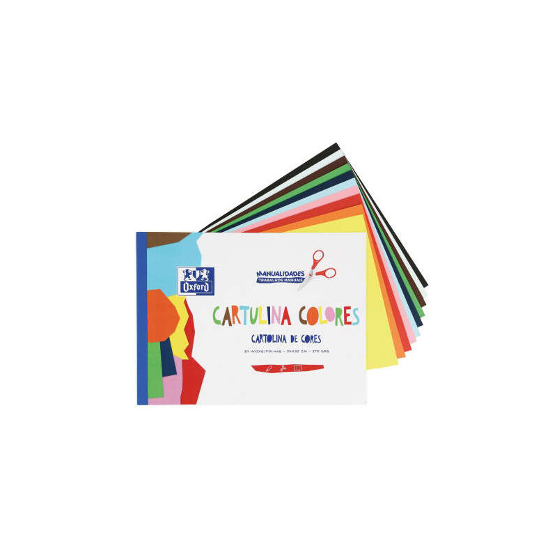 Oxford Bloc Encolado de 10 Cartulinas de Colores Formato A4+ 170gr