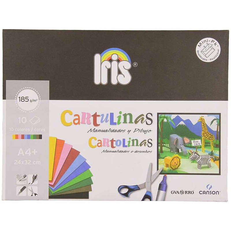 Canson Guarro Minipack de 10 Cartulinas Iris A4+ 185g