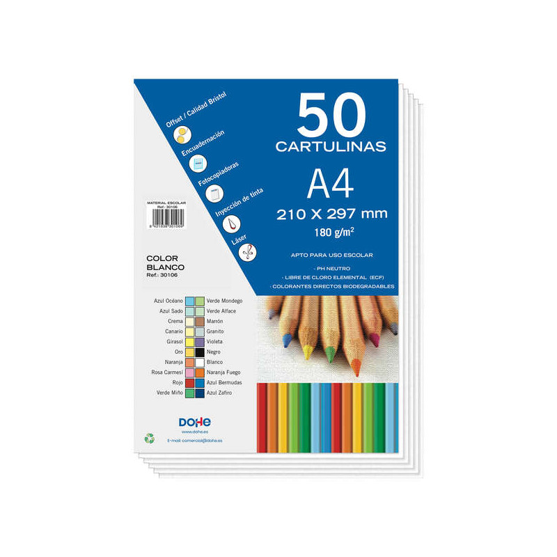 Dohe Pack de 50 Cartulinas de 180 g/m2