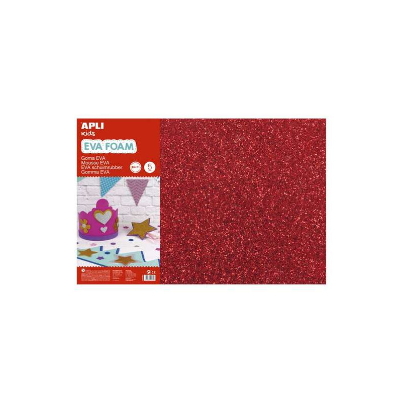 Apli Pack de 3 Goma Eva Purpurina 600 x 400 mm