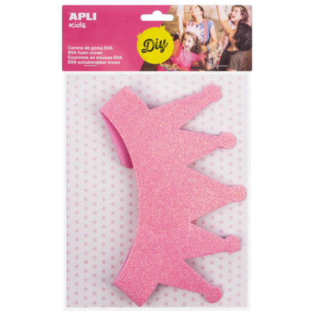 Apli Corona de Goma Eva Rosa con Purpurina (5u.)
