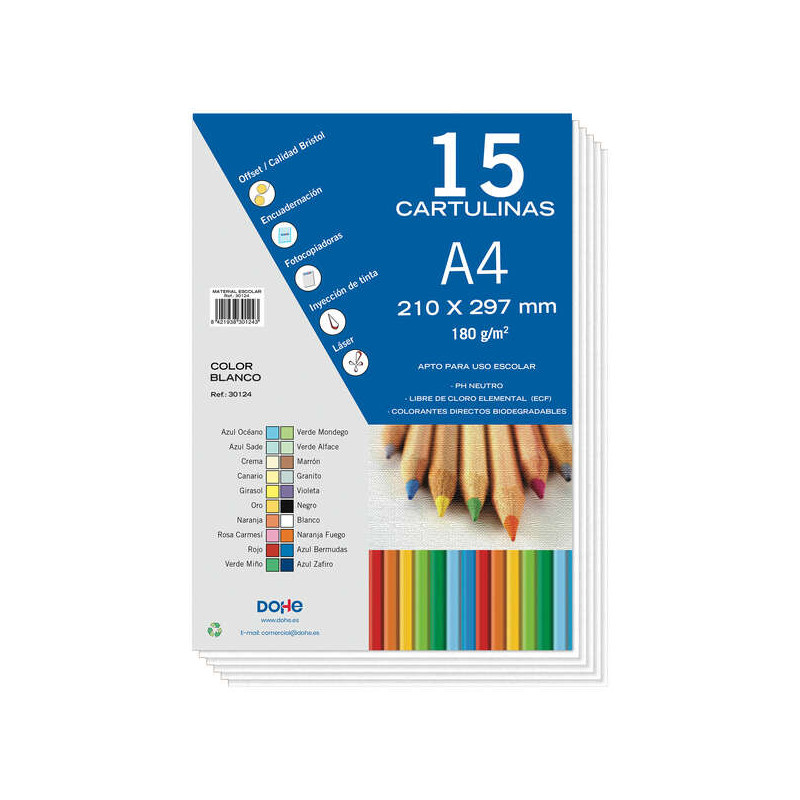 Dohe Pack de 15 Cartulinas A4