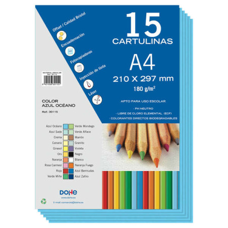Dohe Pack de 15 Cartulinas A4 de 180gr