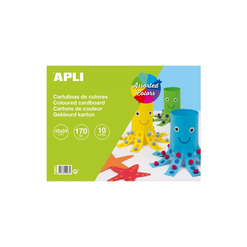 Apli Bloc de 10 Cartulinas 170gr Surtido