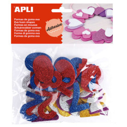 Apli Formas Goma Eva Adhesivas Numeros Purpurina Metalizada (5u.)