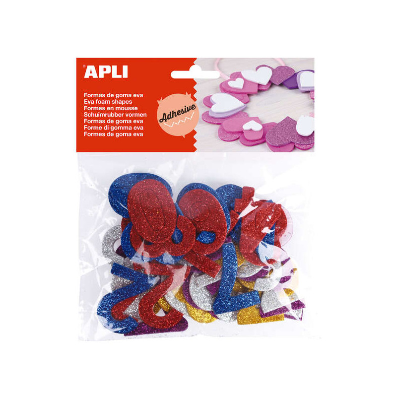 Apli Formas Goma Eva Adhesivas Numeros Purpurina Metalizada (5u.)
