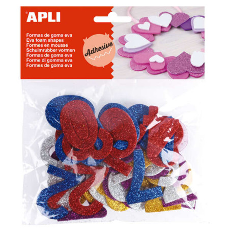Apli Formas Goma Eva Adhesivas Numeros Purpurina Metalizada (5u.)