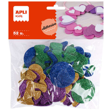 Apli Formas Goma Eva Adhesivas Letras Purpurina Metalizada 52 U (5u.)