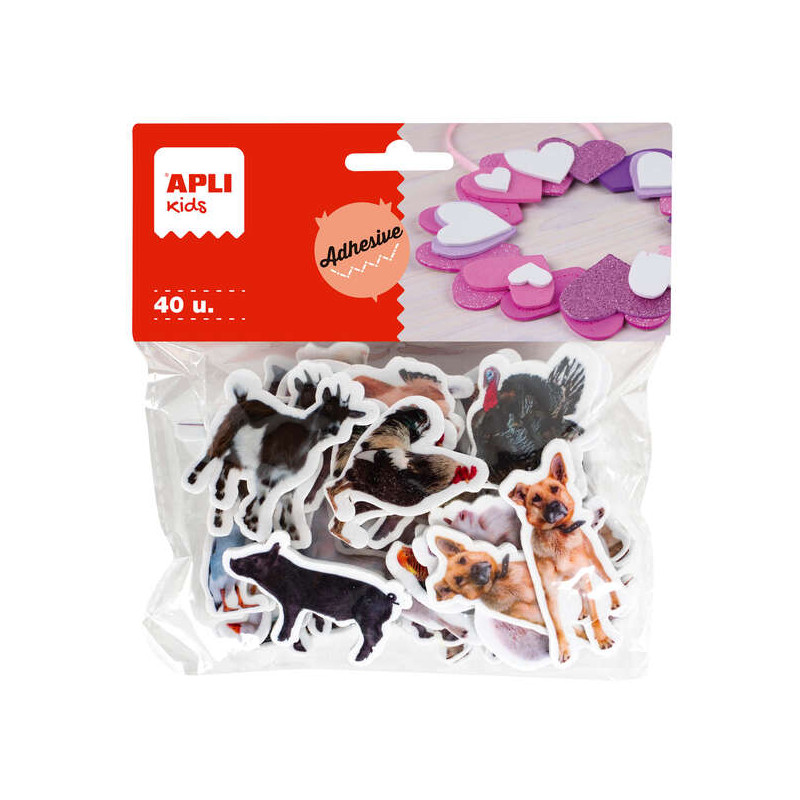 Apli Formas Goma Eva Adhesivas Animales de la Granja 40U (5u.)