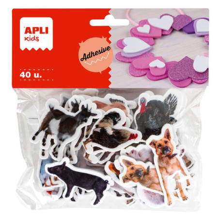 Apli Formas Goma Eva Adhesivas Animales de la Granja 40U (5u.)