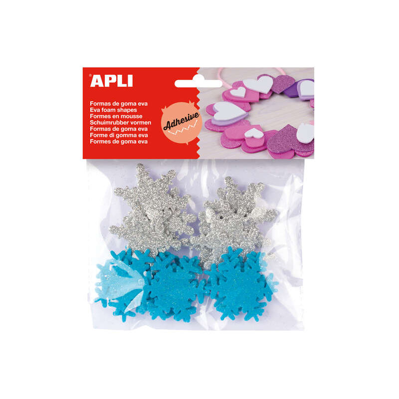 Apli Formas Goma Eva Adhesivas Copo de Nieve Purpurina 22 U (5u.)