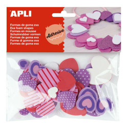 Apli Formas Goma Eva Adhesivas Corazones Estampados 40 U (5u.)