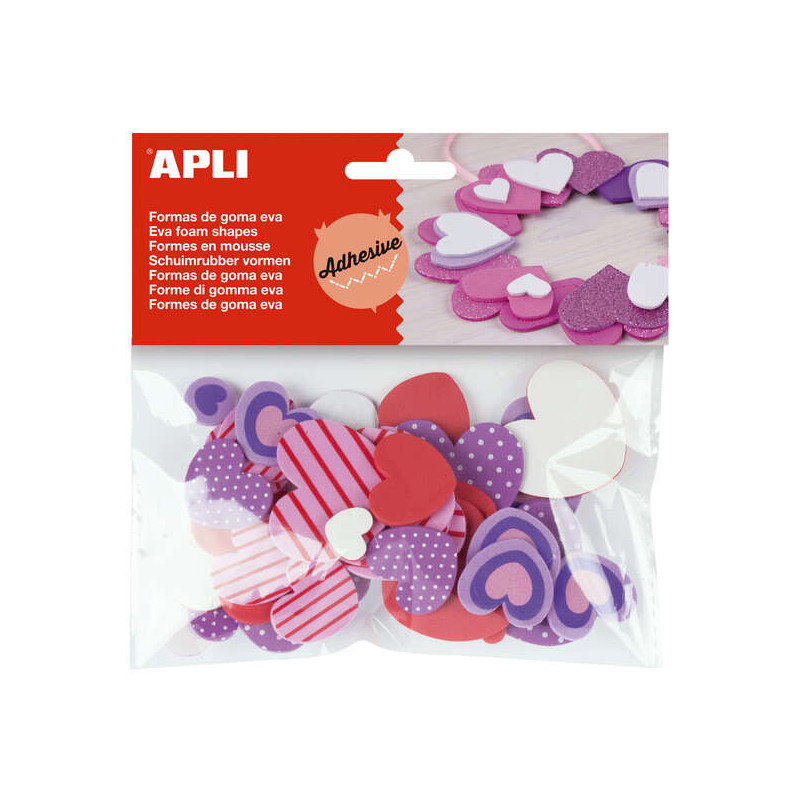 Apli Formas Goma Eva Adhesivas Corazones Estampados 40 U (5u.)