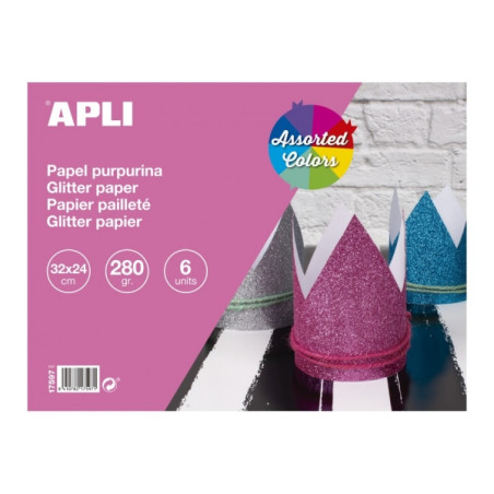 Apli Bloc con 6 Cartulinas Purpurina 280gr