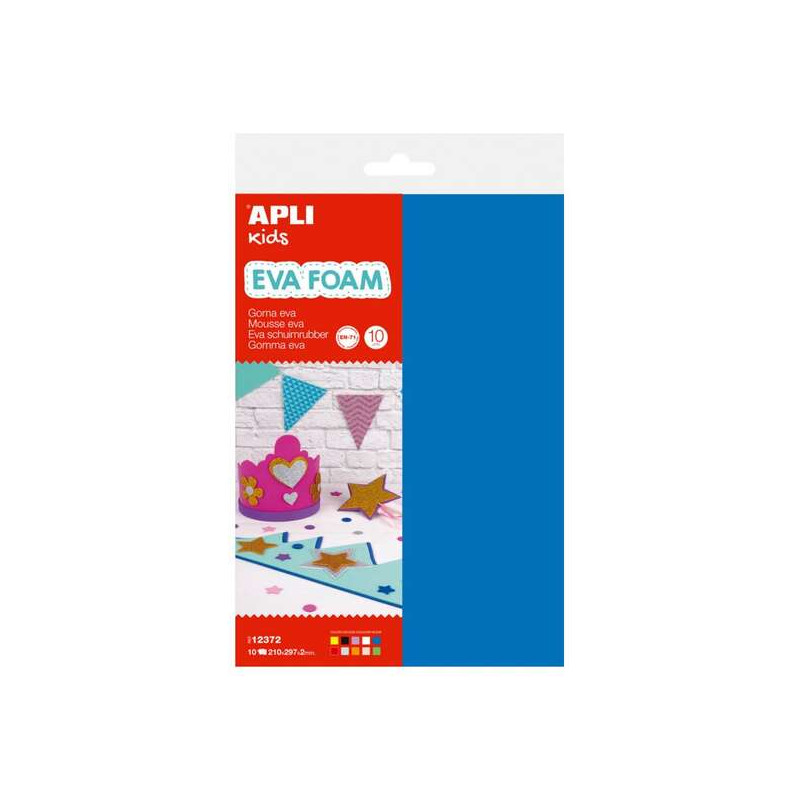 Apli Pack de 10 Goma Eva Multicolor A4