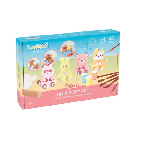 Jovi Kawaii Air Dry Kit con Pasta Endurecible 500gr + 4 Plantillas + Pinturas + Complementos
