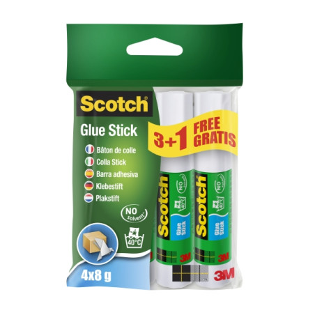 Scotch Pack de 4 Pegamentos en Barra Adhesivo Solido