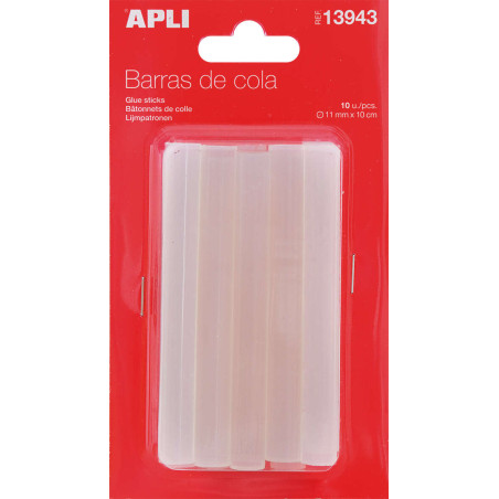 Apli Pack de 10 Barras de Adhesivo Termofusible Ø11mmx10cm