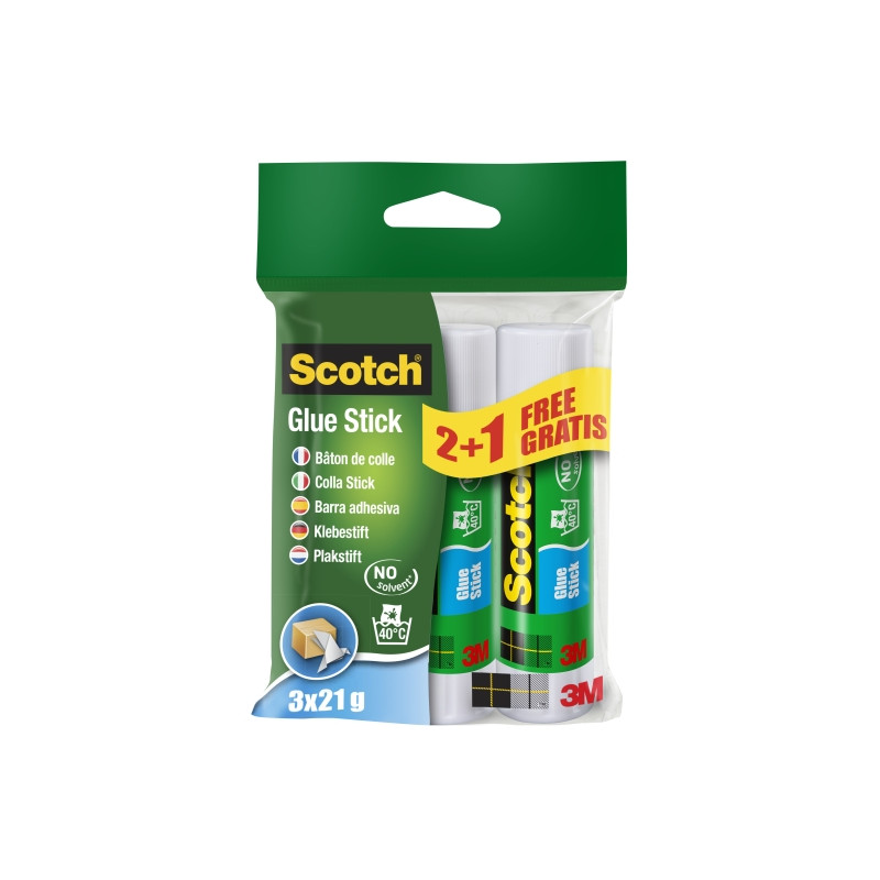 Scotch Pack de 3 Pegamentos en Barra Adhesivo Solido