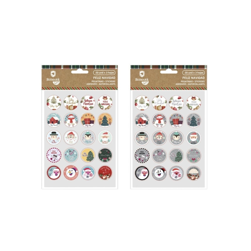 Bismark Pack de 60 Pegatinas Navideñas