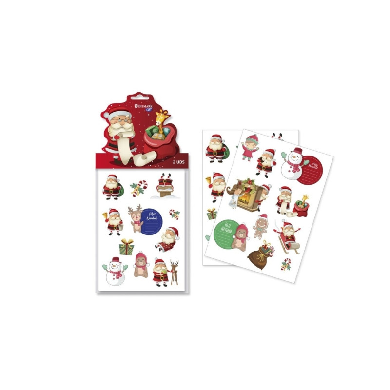Bismark Pack con 2 Hojas de Pegatinas Papa Noel