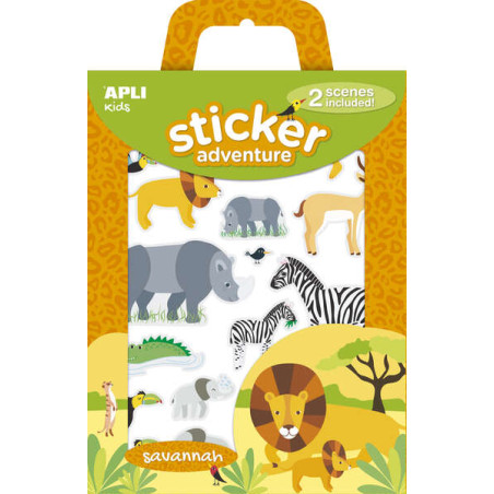 Apli Pack de 34 Pegatinas con Tematica Animales de la Sabana (2u.)
