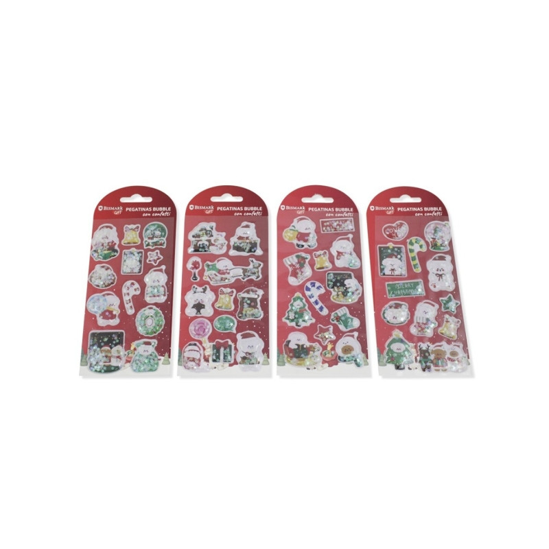 Bismark Pack de Pegatinas Bubble con Confetti Papa Noel