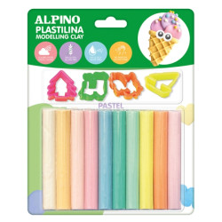 Alpino Pack con 10 Barras de Plastilina 17gr + 4 Moldes