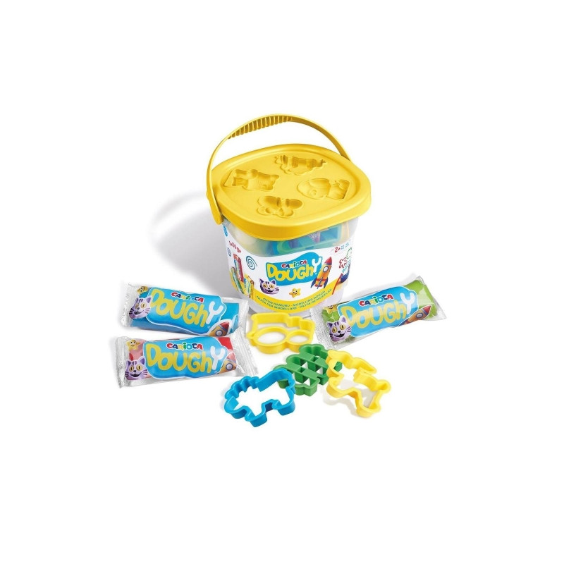 Carioca Doughy Cubo con 3 Paquetes de Pasta de Modelar 50gr + 4 Moldes