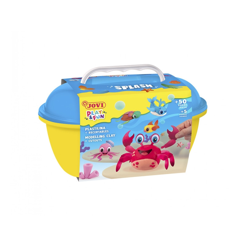 Jovi Play & Fun Cofre Splash con 24 Barras de Plastilina 15gr + Modeladores + Recortables
