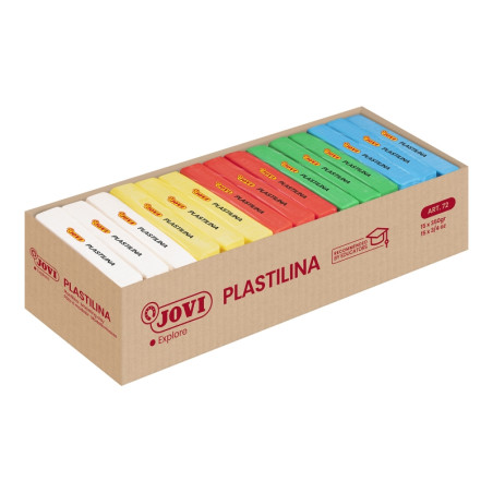 Jovi Expositor de 15 Pastillas de Plastilina 350gr Colores Basicos
