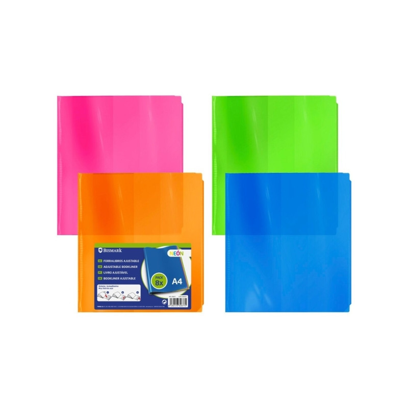 Bismark Pack de 8 Forros para Libros 305mm Polipropileno de Colores Neon