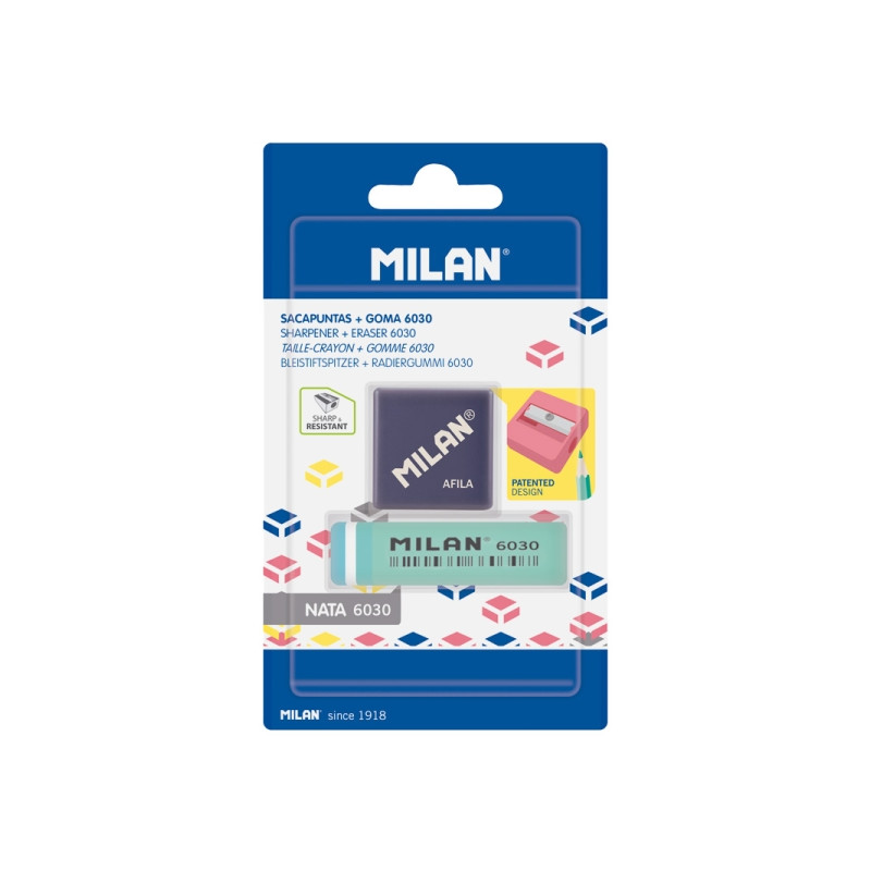 Milan Afila Pack de 1 Sacapuntas + 1 Goma 6030