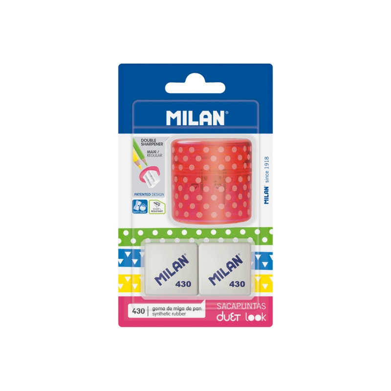 Milan Duet Look Pack de Sacapuntas + 2 Gomas 430