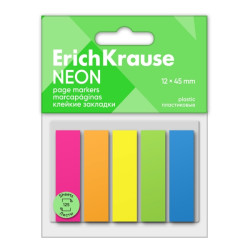 ErichKrause Pack de 5 Blocs de 25 Marcadores de Pagina de Plastico 12x45mm