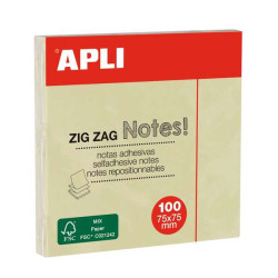 Apli Classic Bloc de 100 Notas Adhesivas Zigzag 75 x 75 mm