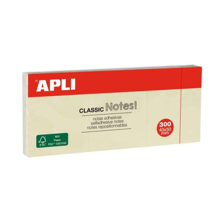 Apli Classic 3 Blocs de 100 Notas Adhesivas 40 x 50 mm