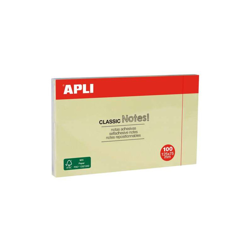Apli Classic Bloc de 100 Notas Adhesivas 125 x 75 mm