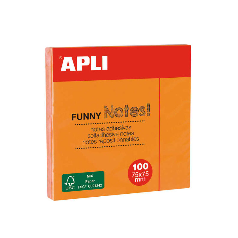 Apli Bloc de 100 Notas Adhesivas Funny 75x75mm