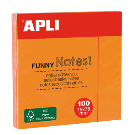 Apli Bloc de 100 Notas Adhesivas Funny 75x75mm