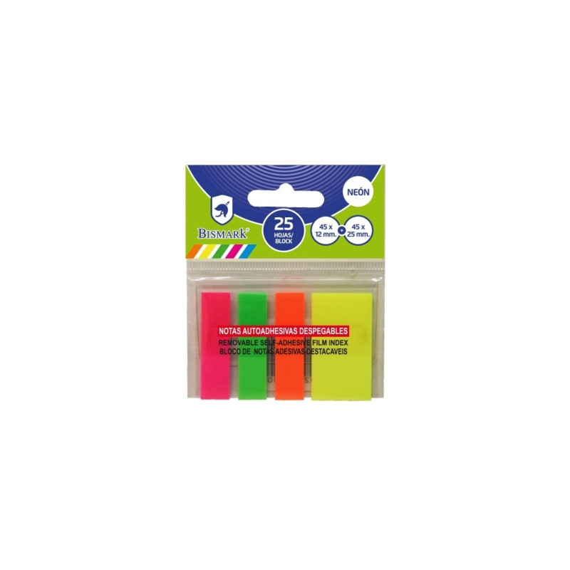 Bismark Pack de 100 Indices Adhesivos 3x 45mm x 12mm y 1x 45mm x 24mm